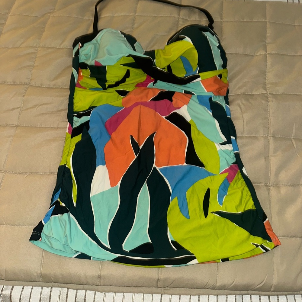 Anne Cole Multicolor Abstract Print One-Piece Swim Top